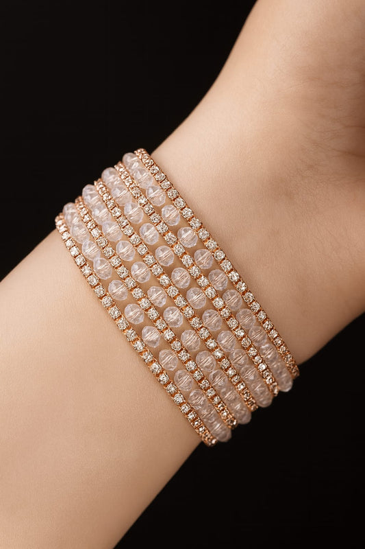 Rose Gold Crystal-Studded Statement Cuff Bracelet