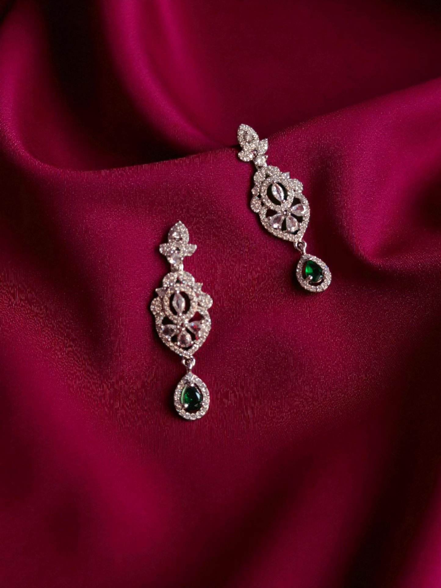 Rhodium-Plated AD Necklace Set