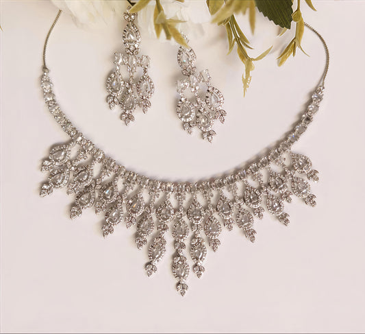 PREENAZ Classic Silver Royal Necklace Set