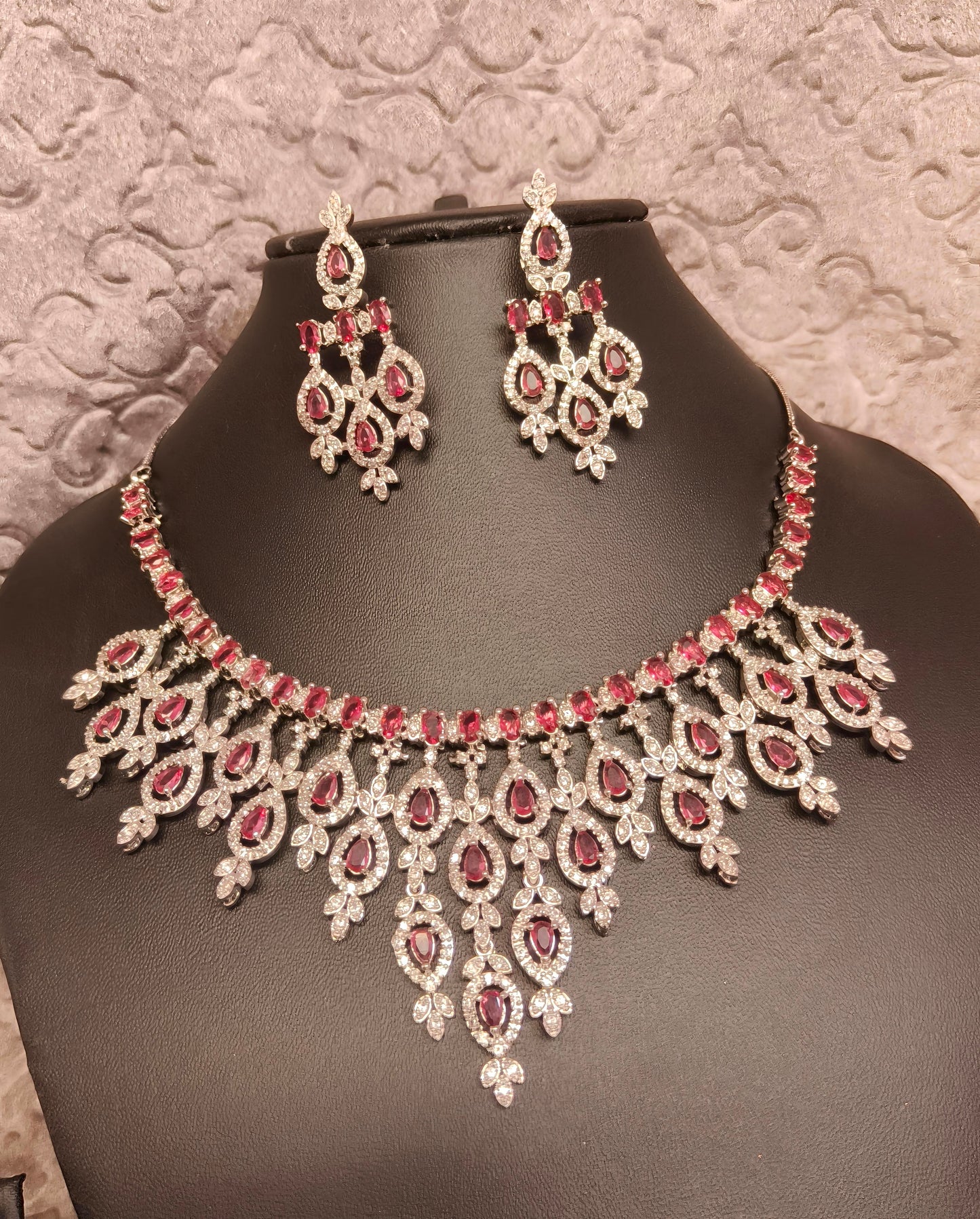 PREENAZ Rose pink Royal necklace set